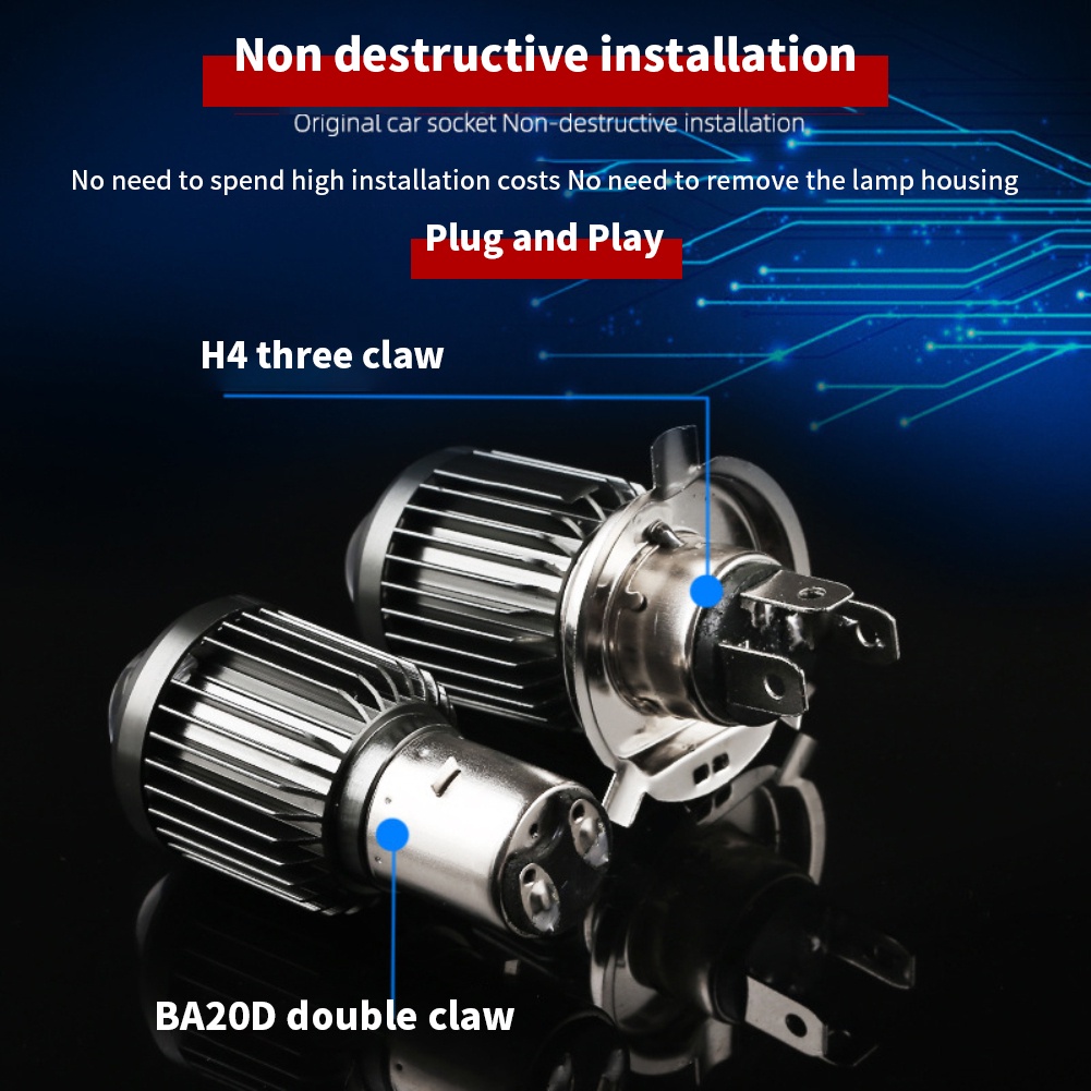 Đèn Pha Xe Máy H4 Ba20d Csp 12V Led Xe Máy Đèn Pha Cao/Thấp Chùm Bóng Đèn Led 12000lm Siêu Sáng Ô Tô xe Đạp Đèn Sương Mù