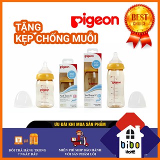 Bình Sữa Pigeon Cổ Rộng PPSU 160ml/240ml - Núm Silicon Siêu Mềm