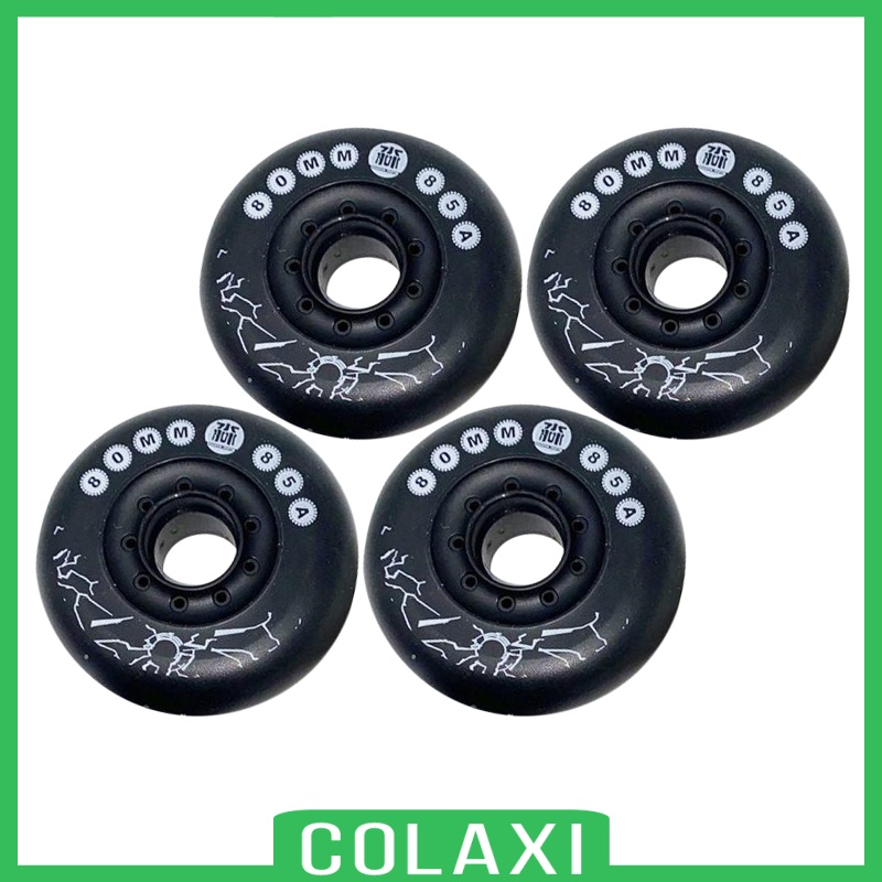 [COLAXI]2xSingle Row Inline Hockey Skates Wheel Wear-Resistant 85A Wheels Black 80mm