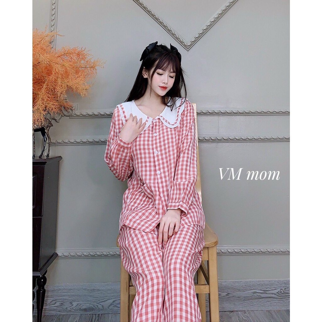Bộ bầu và sau sinh kẻ caro 𝐁𝐃𝟕𝟓
