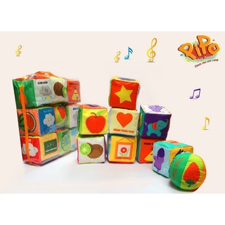 Bộ 8 Xúc Xắc Hình Khối Vải Vui Nhộn - Phát Triển Giác Quan, Nhận Biết Cho Bé Đồ Chơi An Toàn Cho Bé