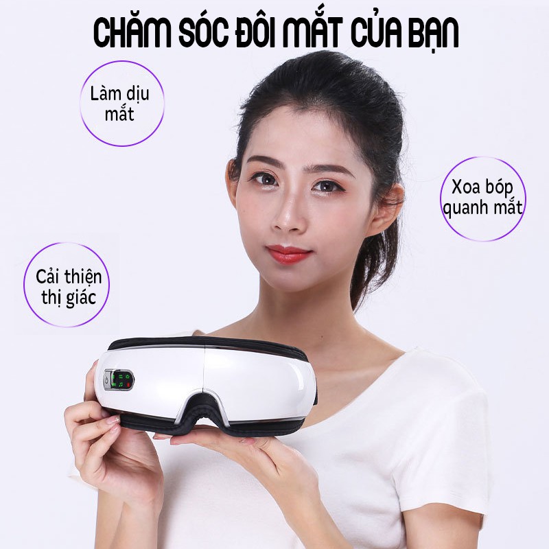 Máy massage mắt Cicico Eye Care Bluetooth kính matxa xoa dịu cơn mỏi mắt áp suất khí sưởi nóng giảm thâm quầng