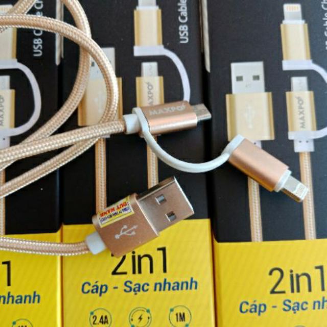 Dây sạc nhanh 2 in 1 hãng maxpo_ Dmax