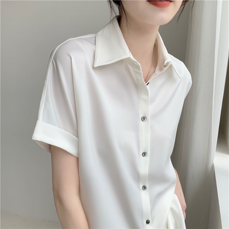 Áo Sơ Mi Chiffon Ngắn Tay Màu Trắng Thời Trang Cho Nữ