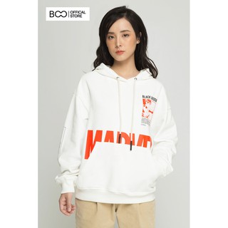 Áo Hoodie BOO Nỉ Có Mũ Nam Nữ Unisex Dáng Rộng In Marvel Black Widow Cao Cấp Màu Trắng