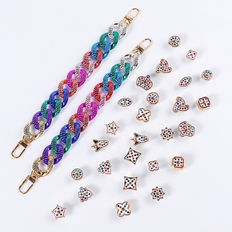 Set 27 Phụ Kiện Trang Trí Giày / Sân Vườn Hình Hoa Đính Đá Pha Lê Có Thể Tháo Rời Charms