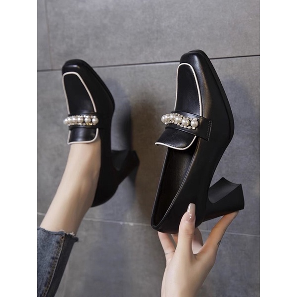 Giầy moka cao gót đế 6,5cm
