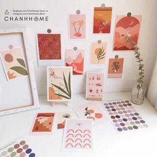 Set 15 tranh phong cảnh nghệ thuật dán tường + tặng sticker dán