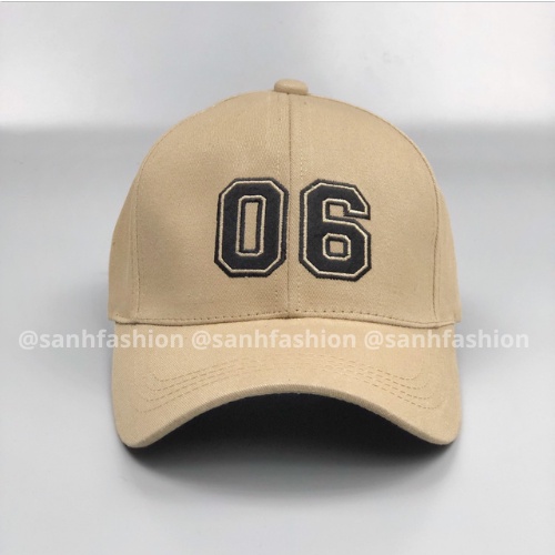 Mũ lưỡi trai thêu hình chữ 06 Nón kết chất kaki cao cấp thời trang form unisex nam nữ K59