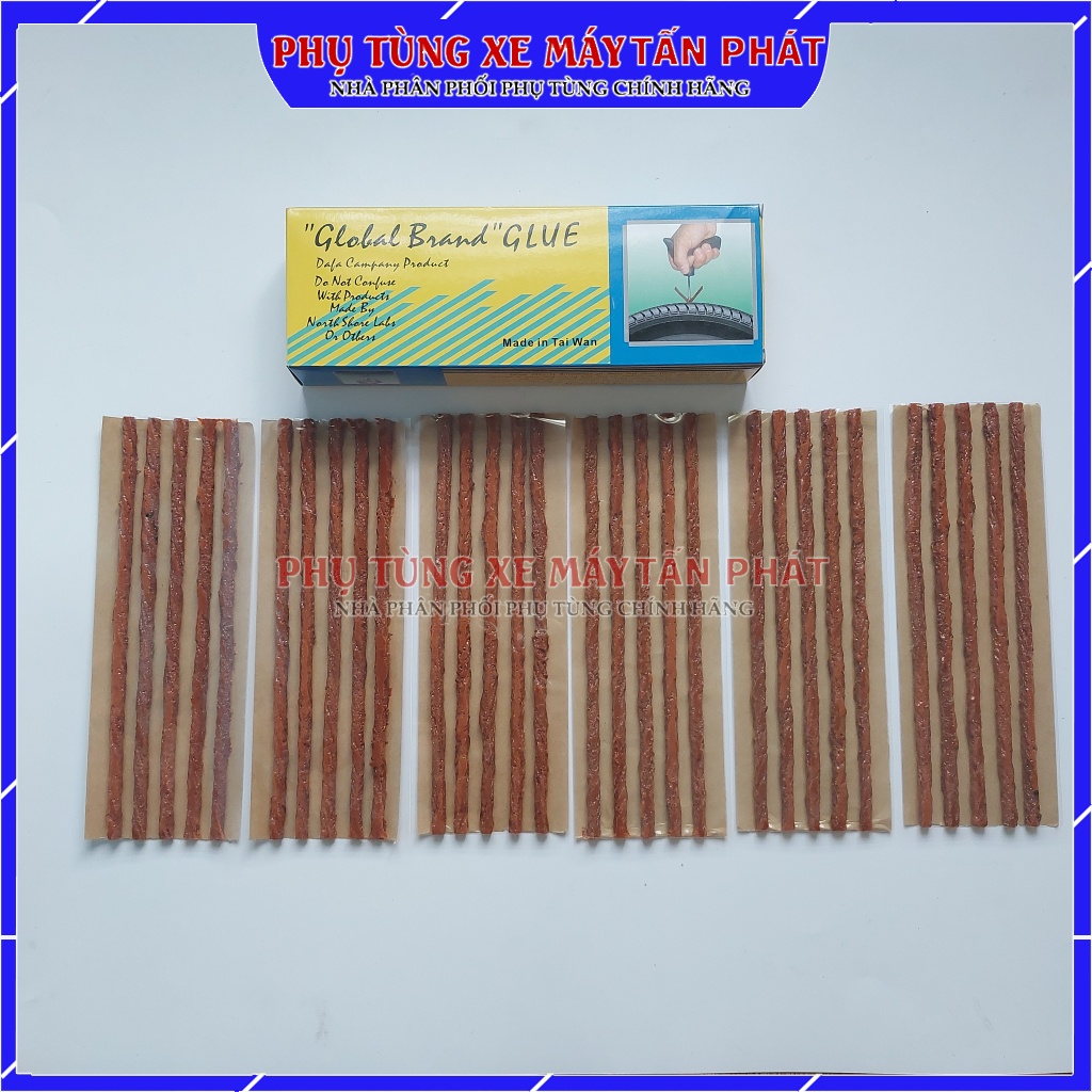 1 Hộp 6 Miếng Keo 20cm Hãng Tawan Đài Loan Vá Dùi Vá Lụi Vá Rút Lốp Không Săm (Combo N