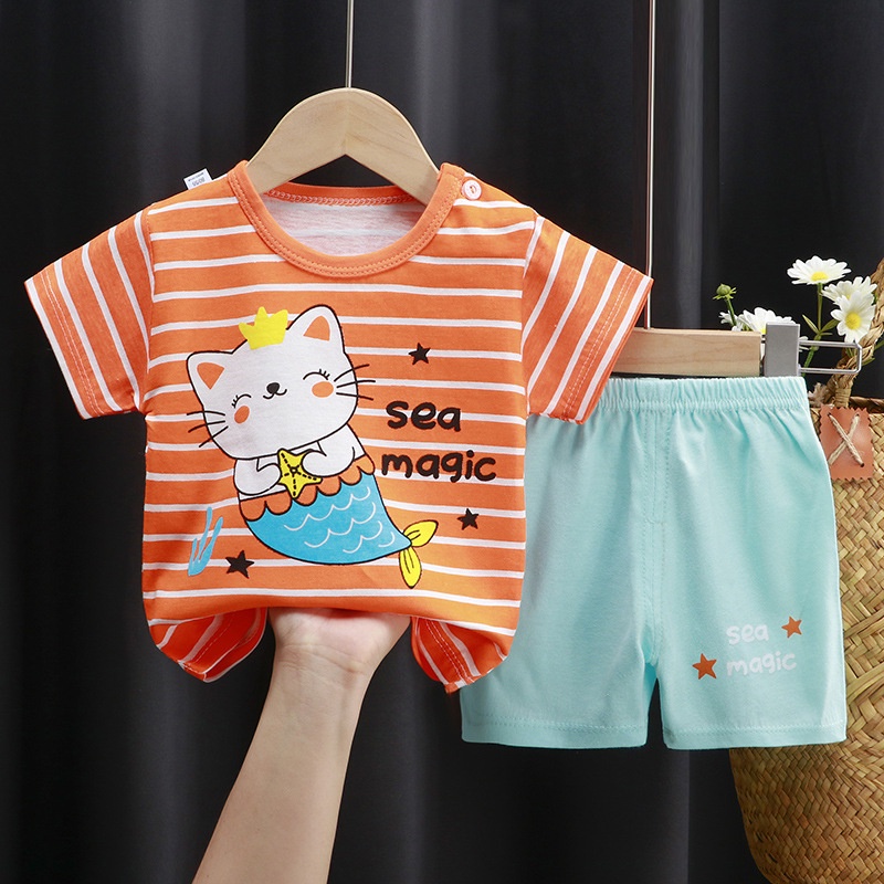 Bộ quần áo cộc tay cho bé trai/bé gái hè thu hàng quảng châu loại 1
