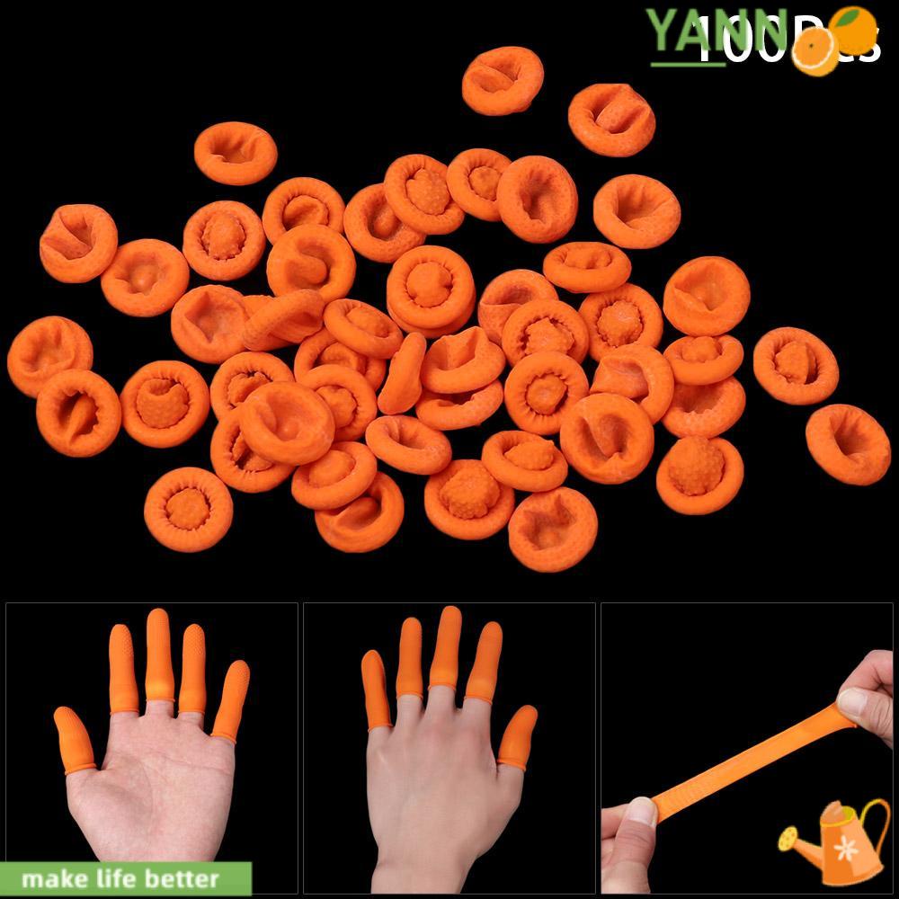 100 Bao Bảo Vệ Ngón Tay Bằng Cao Su Tự Nhiên Màu Cam Chất Lượng Cao