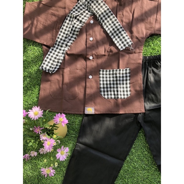 Đồ Bà Ba Nâu Quần đen Túi caro