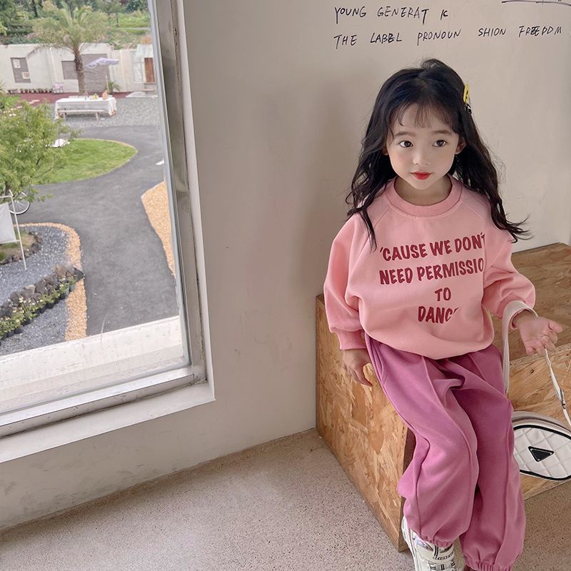 Bộ Đồ Thể Thao 2 Món Áo Tay Dài Phối Quần Dài Thời Trang Mùa Thu Cho Bé Gái