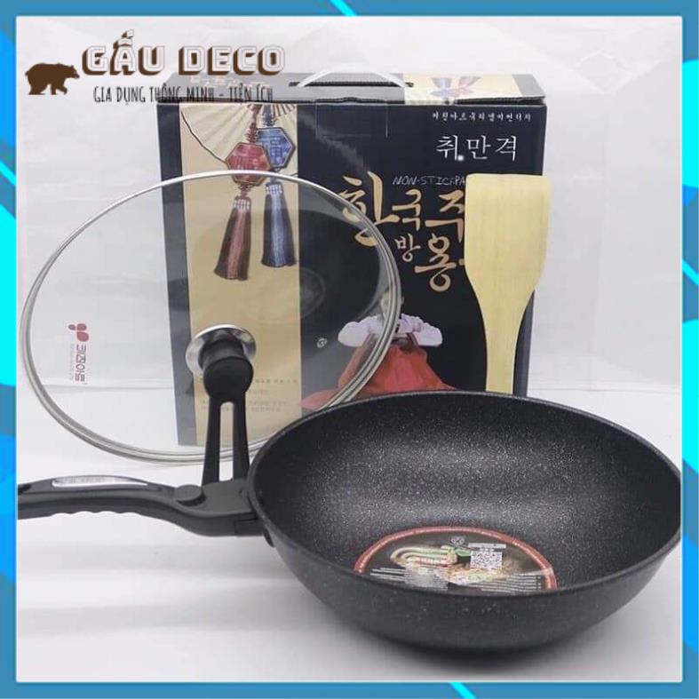 [FREESHIP]  CHẢO ĐÁ SÂU LÒNG HÀN QUỐC SIZE 32CM CÓ NẮP