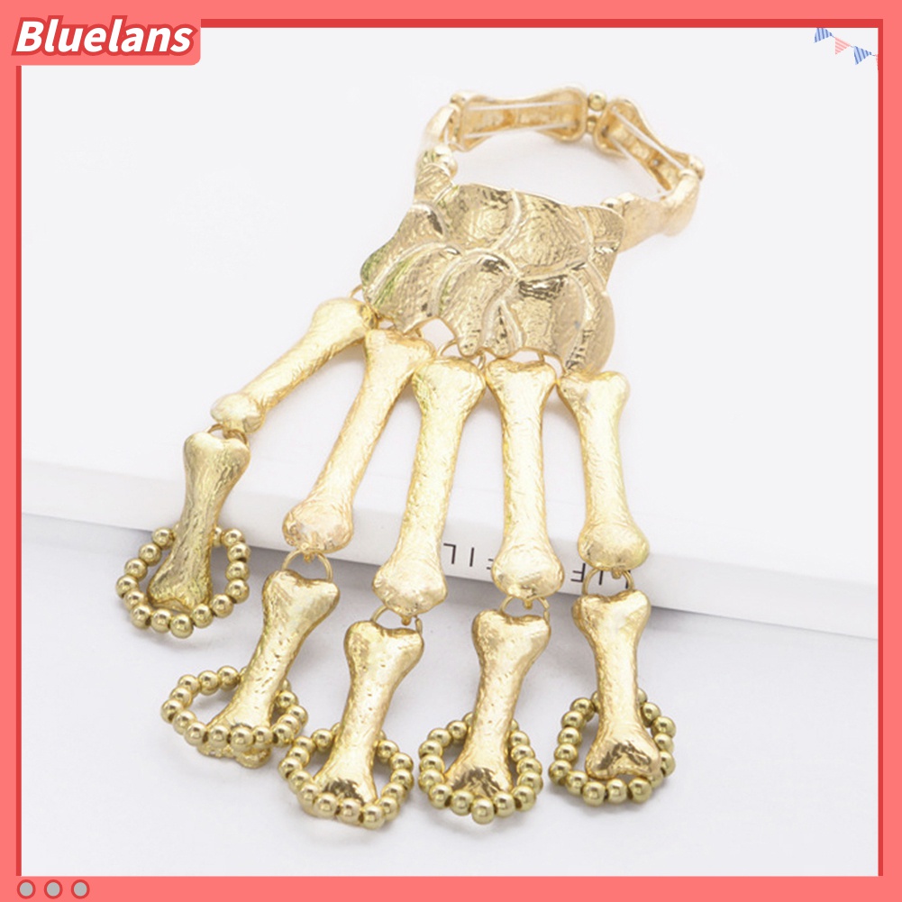 Vòng Đeo Tay Kèm Nhẫn Hình Xương Bàn Tay Phong Cách Gothic Punk 48h