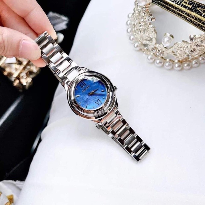 Đồng hồ nữ Citizen  EM Eco drive Sunrise blue Dial - Mặt trời mọc màu xanh lam!!☀️☀️