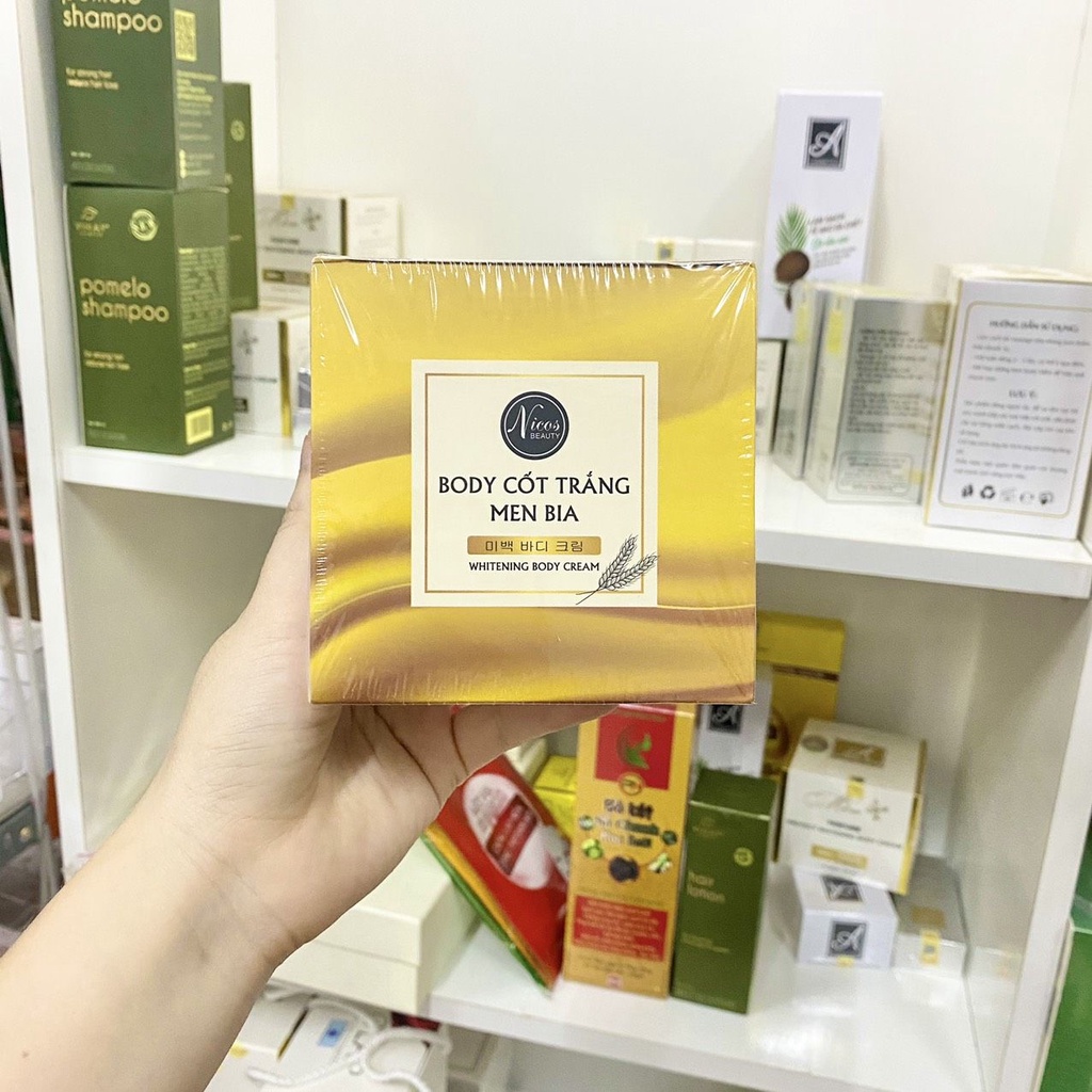 Kem Body Dưỡng Trắng Da Cốt Men Bia 150Gram Nicos Thanh Nhi + Tặng gói ttbc Body