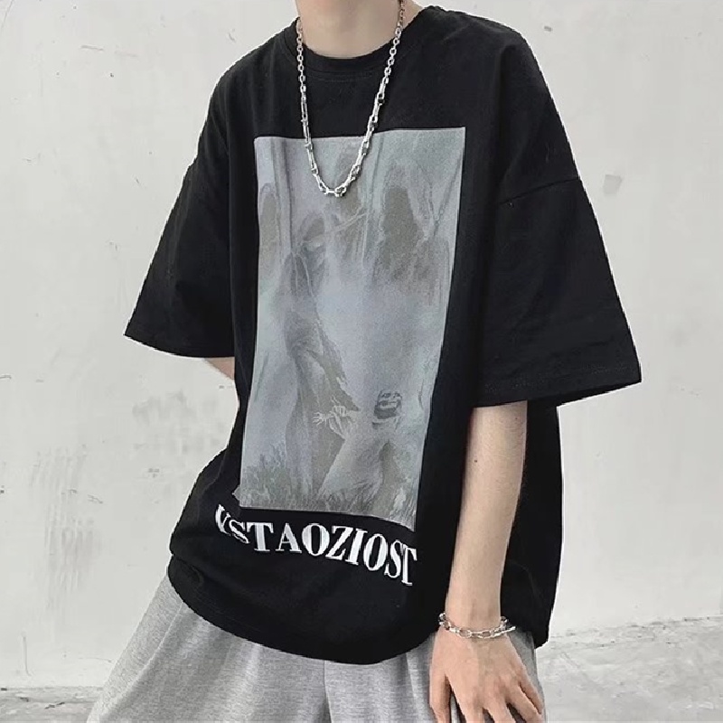 Áo Thun Tay Ngắn Dáng Rộng In Chữ Thời Trang Mùa Hè Cho Nam Và Nữ Size M-8XL