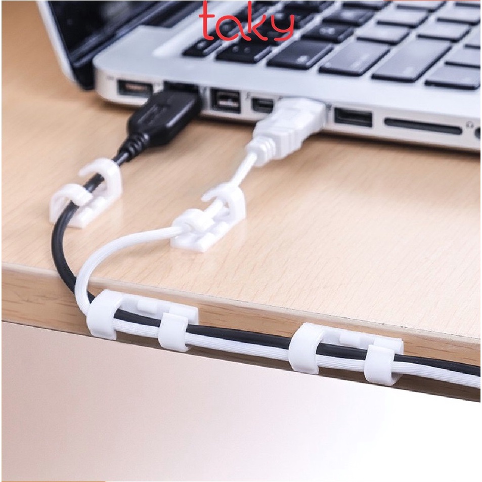 Vỉ 20 Nẹp Dán Giữ Dây - Taky, Giữ Cố Định Dây Điện, Dây Mạng, Dây Máy Tính - Tiện Dụng Cho Gia Đình - Văn Phòng. 5733