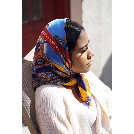 Khăn turban lụa vuông 70cm cột áo yếm - Maben