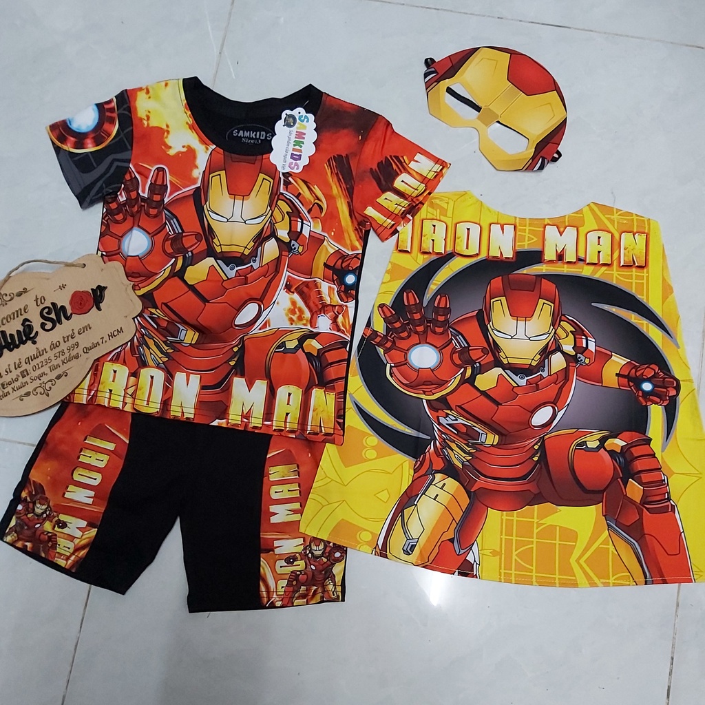 [HỖ TRỢ ĐỔI SIZE NẾU KHÔNG VỪA] Bộ đồ người sắt ngắn tay kèm choàng và mặt nạ