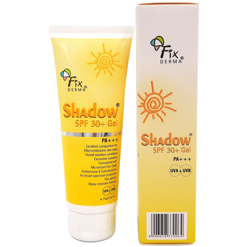 Kem Chống Nắng Phổ Rộng Fixderma Shadow Mỏng Nhẹ Không Gây Bí Da - Cream SPF 30 + Gel Nhập Khẩu Chính Hãng