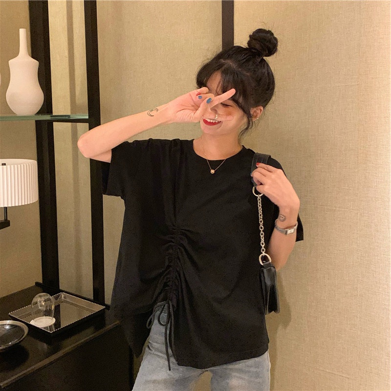 Áo thun SUXI tay ngắn dáng rộng đơn giản thời trang mùa hè cho nữ