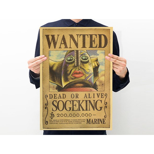 [A006] Tranh treo tường Truy nã Wanted One Piece giấy Kraft Poster Nhân vật Tranh trang trí