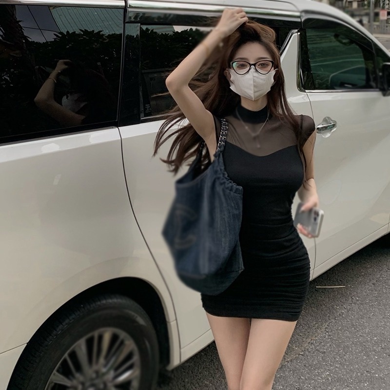 Đầm Cổ Cao Dáng Ôm Thời Trang Hàn Quốc Quyến Rũ Cho Nữ