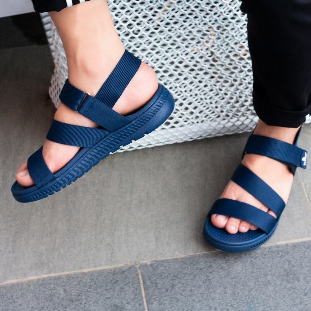 Giày sandal nam nữ FACOTA xanh navy quai dù, đi học [Freeship]