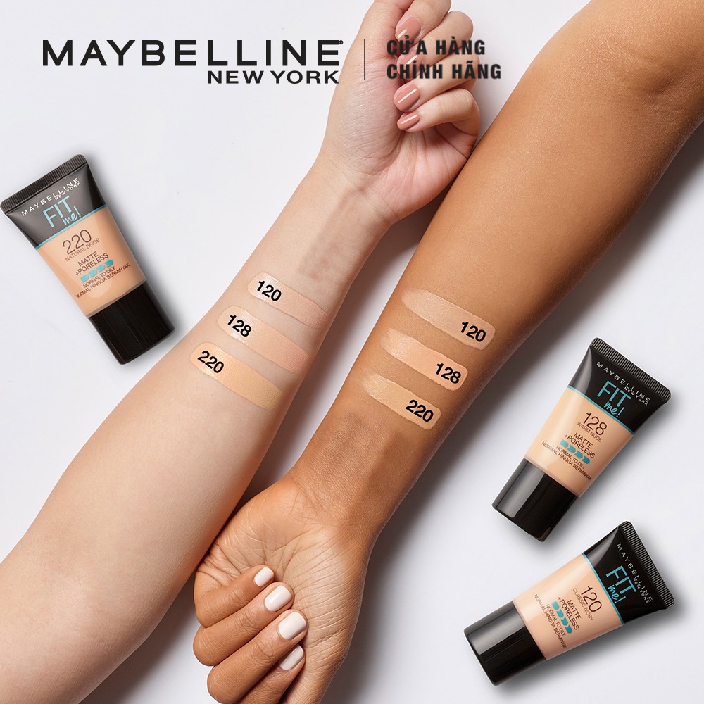 Kem Nền Mịn Lì Tự Nhiên Maybelline Fit Me Matte Poreless Foundation Tube 18ml