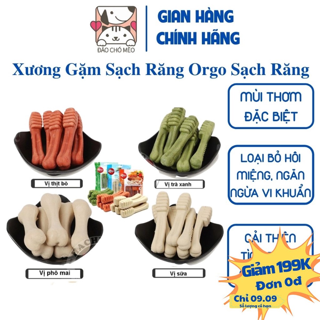 Xương Gặm Sạch Răng Orgo Thơm Miệng Cho Chó - An Toàn Vệ Sinh Loại Bỏ Vi Khuẩn Có Hại - Đảo Chó Mèo