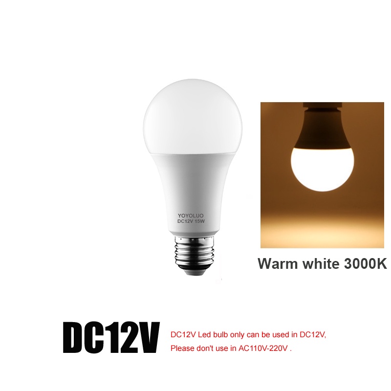 Bóng Đèn Led DC 12V E27 DC AC 12V 24V 36V 48V 3W 6W 9W 12W 15W 18W Sử Dụng Năng Lượng Mặt Trời