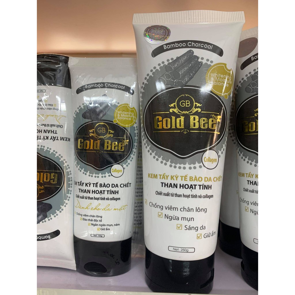 Kem tẩy tế bào da chết than hoạt tính collagen Gold Bee