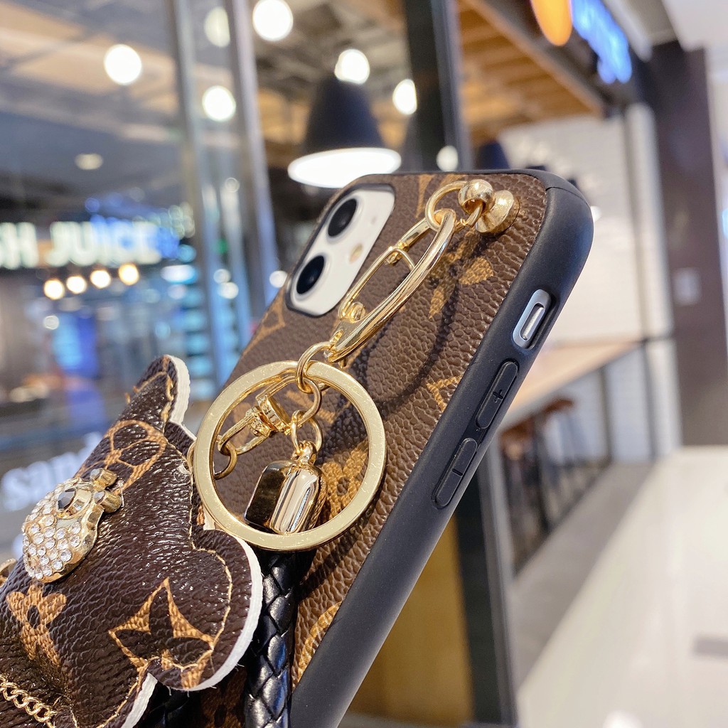 Ốp Điện Thoại Da TPU Có Móc Khóa Hình Gấu Cho iPhone 14pro Max 13 12 11 pro Max X XS XR XSMAX