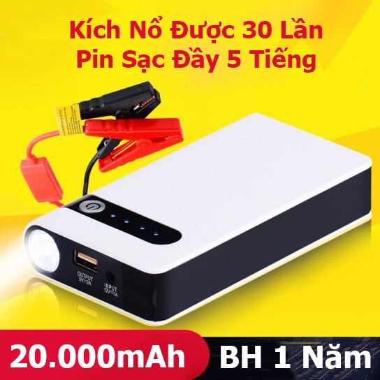 [BH 1 Năm] Kích Nổ Ô Tô 20.000mAh kích được 30 lần, Sạc đầy 5 tiếng, Pin dung lượng lớn tích hợp đèn soi và Sạc dự phòng