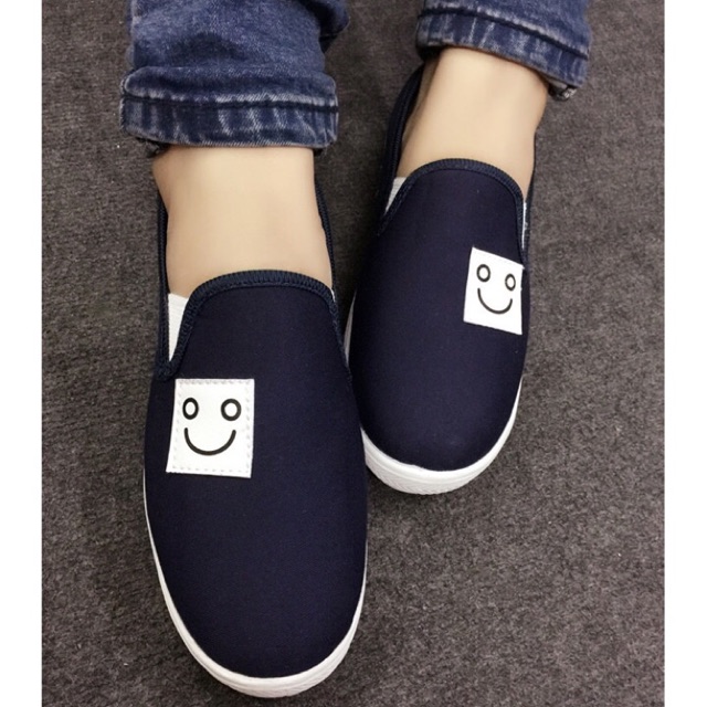 Giày slip on mặt cười màu xanh đen VV09  | BigBuy360 - bigbuy360.vn