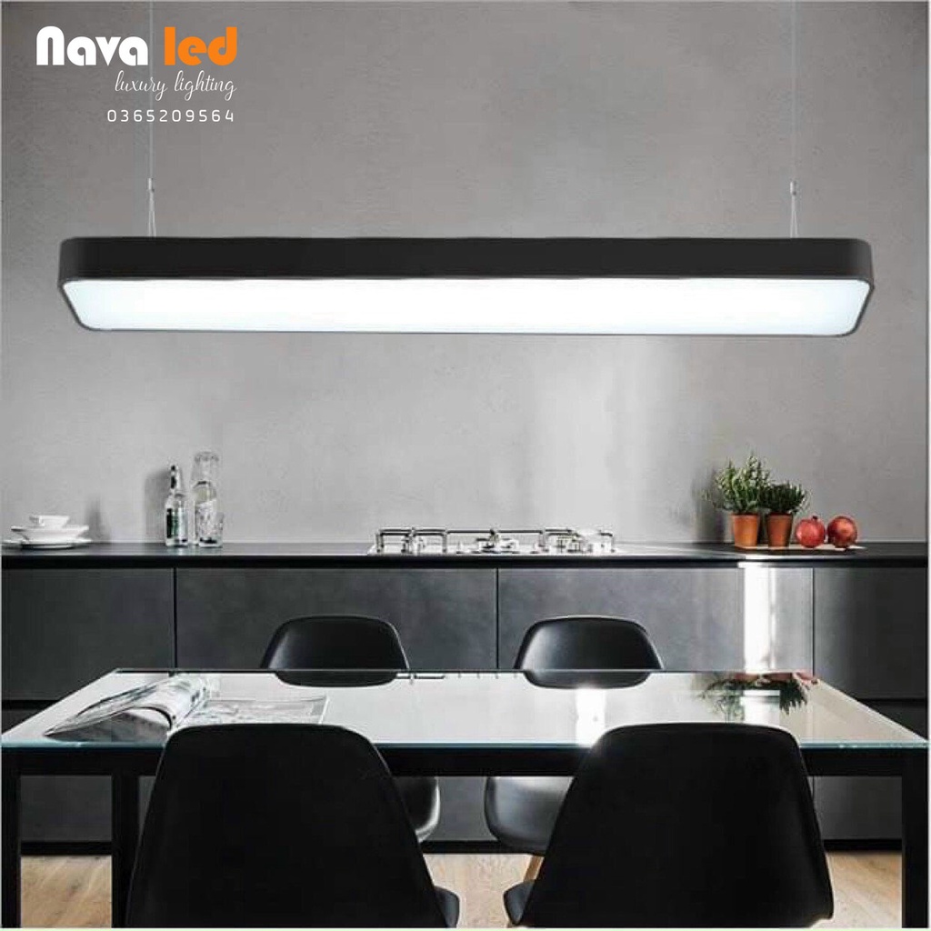 Đèn thả văn phòng, đèn thả salon D1,2m R20cm C6cm cạnh bo tròn 60w Siêu Sáng - NAVA LED