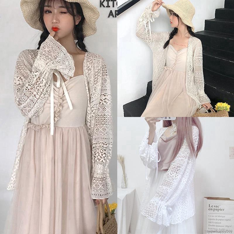 Áo cardigan tay loe phối ren xinh xắn đáng yêu