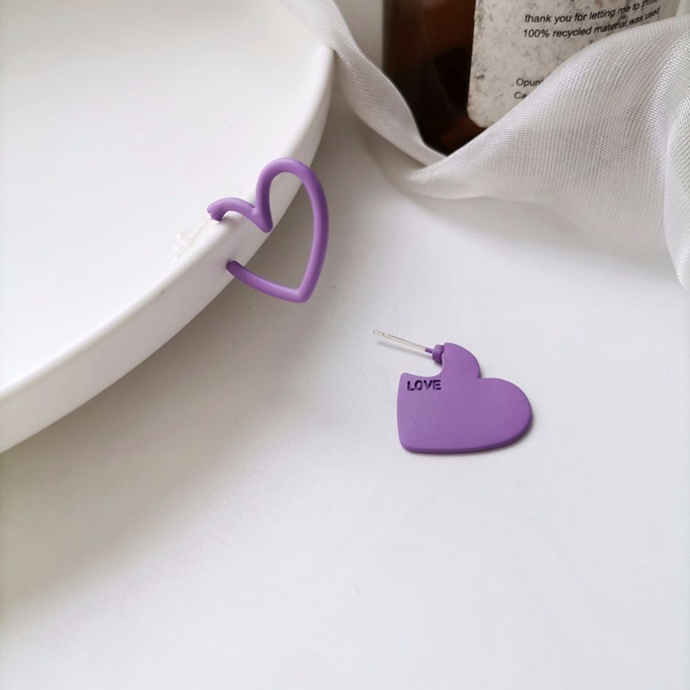 Bông tai hình trái tim bằng hợp kim màu tím phong cách Hàn Quốc thanh lịch thời trang cho nữ