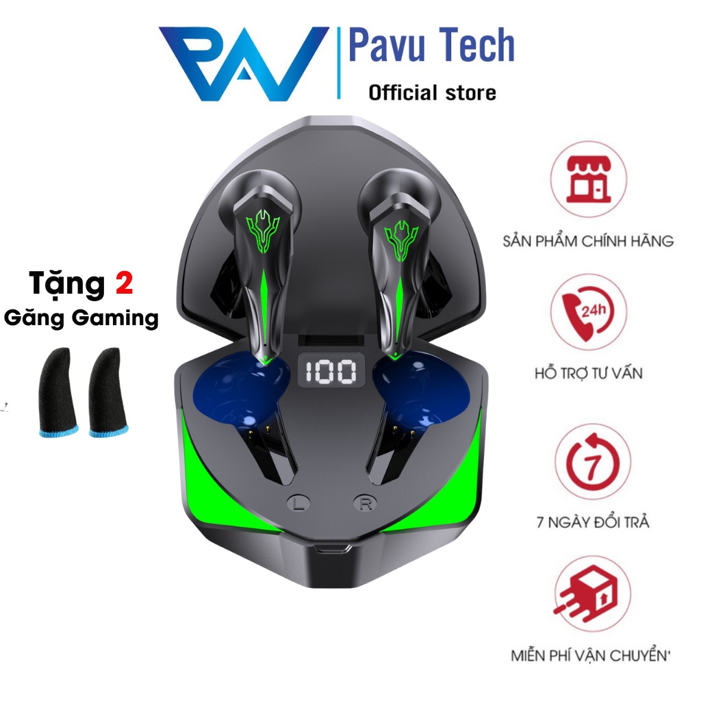 Tai nghe bluetooth Gaming Q35 TWS 5.0 Tai nghe gaming không dây bass mạnh mẽ có mic , độ trễ cực thấp Chính Hãng Pavu