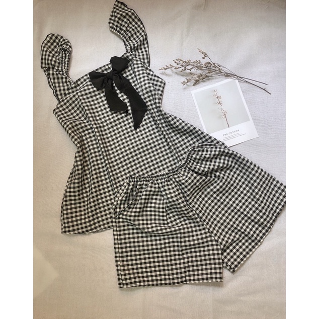 ❤Deal 29k❤️  Bộ hai dây cánh tiên kẻ caro nơ ngực, kèm ảnh thật | BigBuy360 - bigbuy360.vn