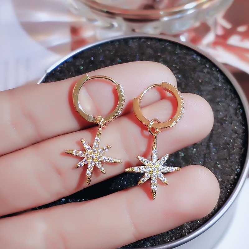 [Jiudoulan] Bông Tai Ngôi Sao Đính Kim Cương Giả Sang Trọng Đơn Giản Hàn Quốc