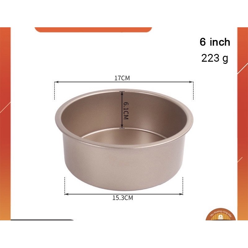 Khuôn tròn nướng bánh chống dính đế rời SIÊU ĐẸP 6 inch 8 inch màu Vàng(HÀNG MỚI VỀ)