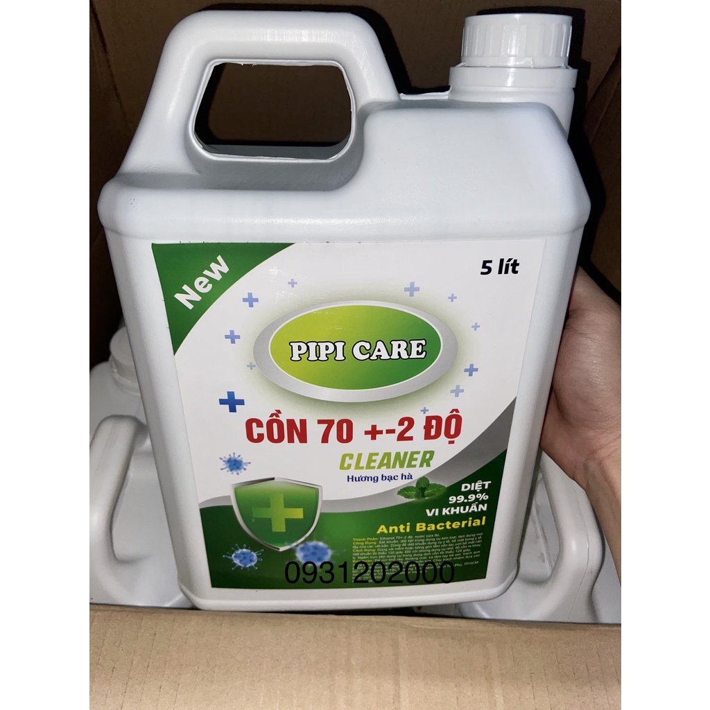 Cồn Y Tế 70 độ , NƯỚC RỬA TAY KHÔ can 5 lit PIPI Care HƯƠNG THƠM BẠC HÀ , TRÀ XANH , XẢ CHANH dùng sát khuẩn