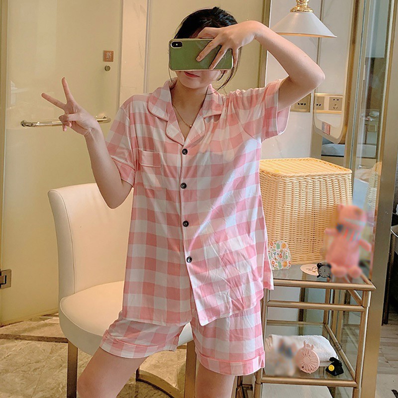 Bộ Đồ Ngủ Tay Ngắn Dáng Rộng Thời Trang Mùa Hè Cho Nữ
