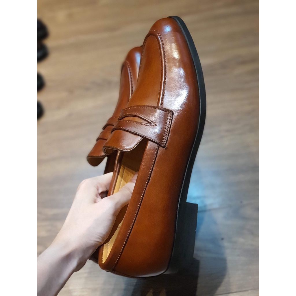 Giày lười da thật Penny Loafer W0004 - 3 Màu Đen, Nâu, Nâu Sáng)