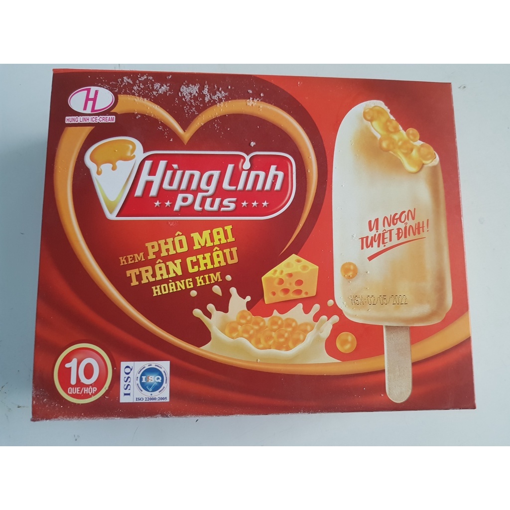 Hộp 10 cây kem phomai trân châu hoàng kim HùngLinh plus