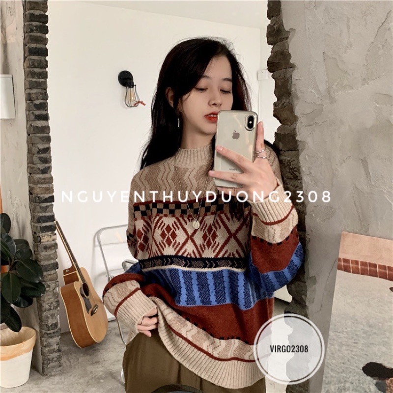[Ảnh thật/Sẵn]Áo len Ulzzang thổ cẩm Quảng Châu mã N01